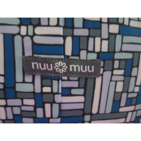 NUU MUU SCOOP RUNNING DRESS BLUE GEOMETRIC PATTERN BACK POCKET 2X - Picture 3 of 5